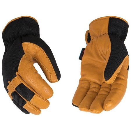 KINCOPRO Safety Gloves, Men's, L, Wing Thumb, EasyOn Cuff, PolyesterSpandex Back, BlackGold 3102HKP-L